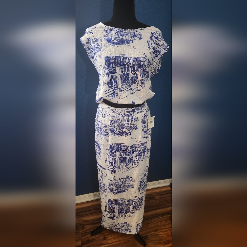 Love By Design Laena 2-Piece Maxi Skirt Set in Destination Bluing Size M